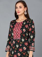 Women Black Cotton Blend Floral Printed-VKSKD1233A